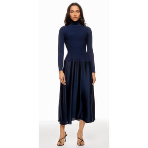 SIMKHAI Frances Long Sleeve Dress in Navy Blue Size M